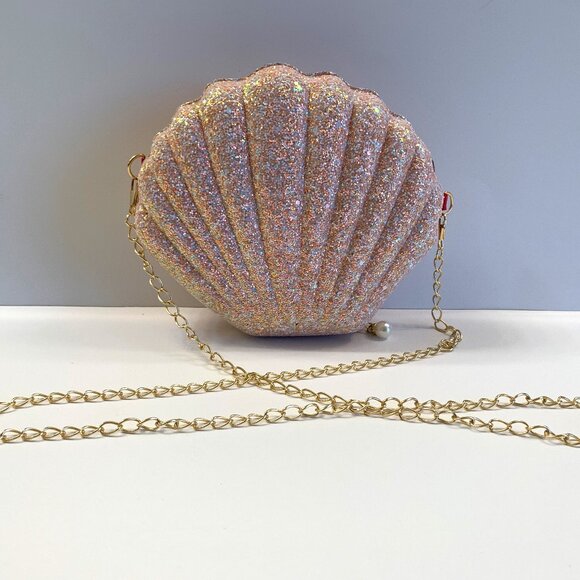 Glam Clam / Sparkle Seashell Crossbody Handbag /Light Pink- NWT - Picture 4 of 9